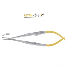 UltraGripX™ TC Barraquer Micro Needle Holder Curved - Smooth Jaws - Round Handle - With Lock Stainless Steel, 13 cm - 5"